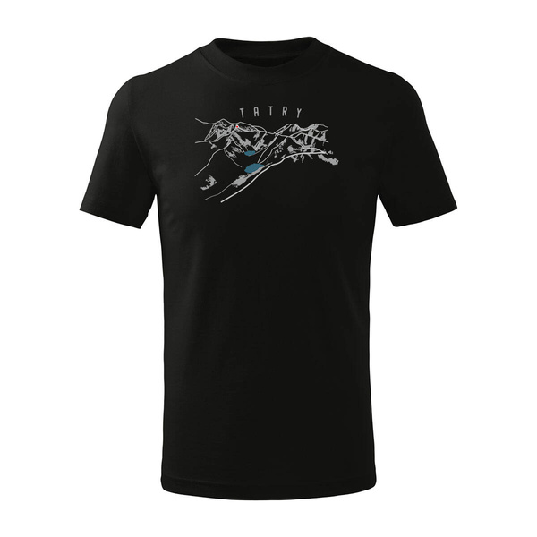 Koszulka dla dzieci dziecięca z górami w góry turystyczna z Tatrami Tatry trekkingowa czarna