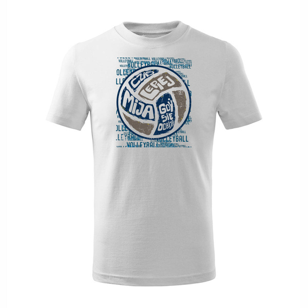 Koszulka dla dzieci dziecięca do siatkówki z siatkówką siatkówka volleyball biała
