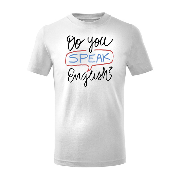 Koszulka dla dzieci dziecięca do you speak English England dla anglisty z angielskim biała