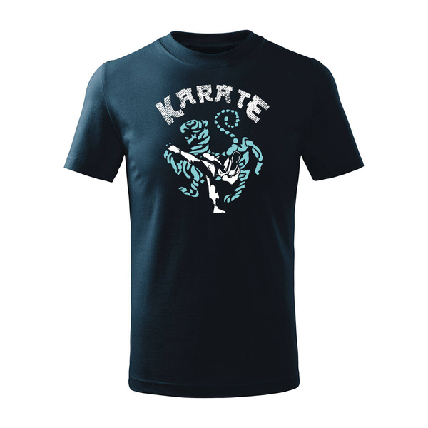 Koszulka dla dzieci dziecięca karate shotokan z karateką karateka granatowa
