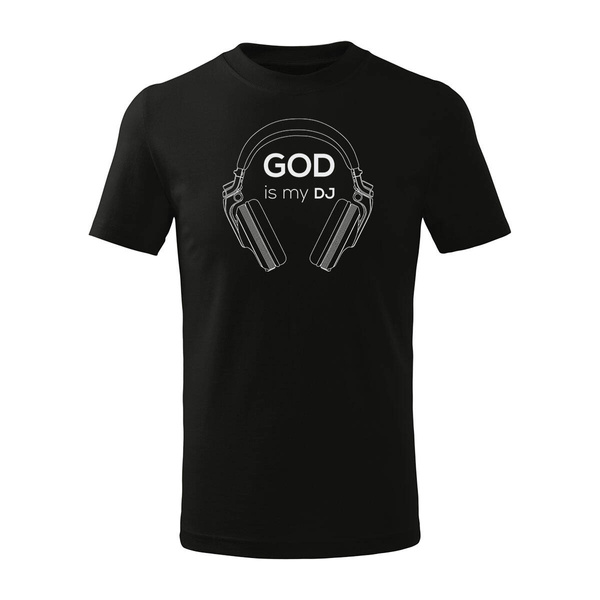 Koszulka dla dzieci dziecięca ze słuchawkami słuchawki DJ czarna