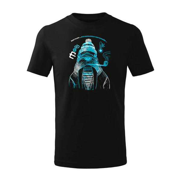 Koszulka dla dzieci dziecięca z morsem dla morsa morsowanie mors czarna