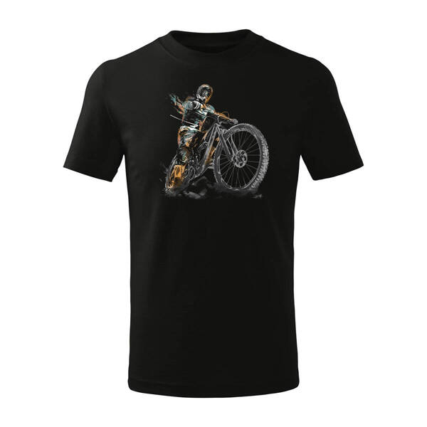 Koszulka dla dzieci dziecięca rowerowa na rower z rowerem górskim MTB Downhill Mountain Bike czarna