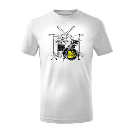 Koszulka dla dzieci dziecięca rock dla perkusisty z perkusją perkusja biała
