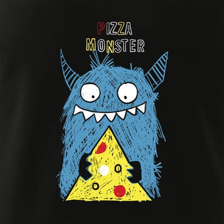 Koszulka dla dzieci dziecięca z pizzą pizza monster smakosza pizzy czarna