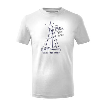 Koszulka dla dzieci z jachtem jacht żaglówką żaglówka yacht regaty biała