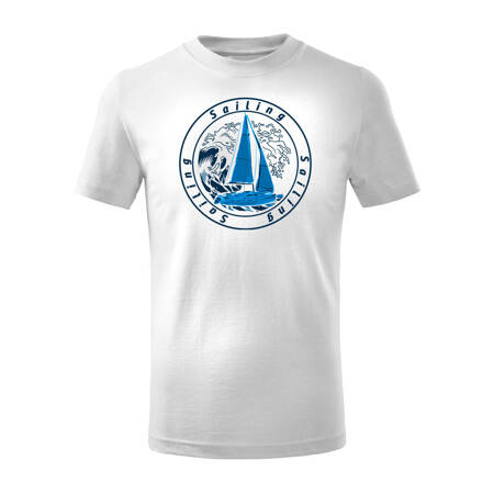 Koszulka dla dzieci z jachtem jacht żaglówką żaglówka yacht regaty biała