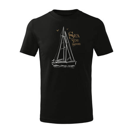 Koszulka dla dzieci z jachtem jacht żaglówką żaglówka yacht regaty czarna