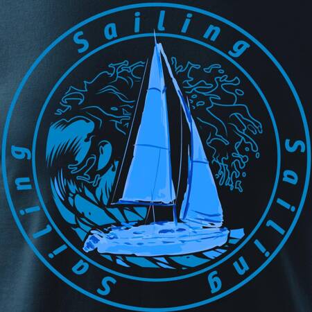 Koszulka dla dzieci z jachtem jacht żaglówką żaglówka yacht regaty granatowa