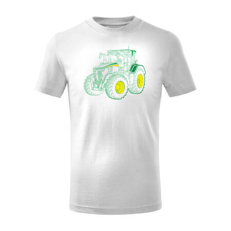 Koszulka dla dzieci z traktorem John Deere dla rolnika biała
