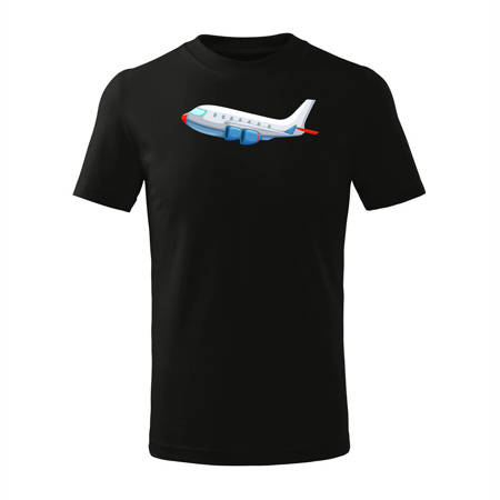 Koszulka dziecięca z samolotem pasażerskim samolot czarna