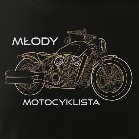 Koszulka młody motocyklista z motocyklem na motor motocykl skuter dziecięca czarna